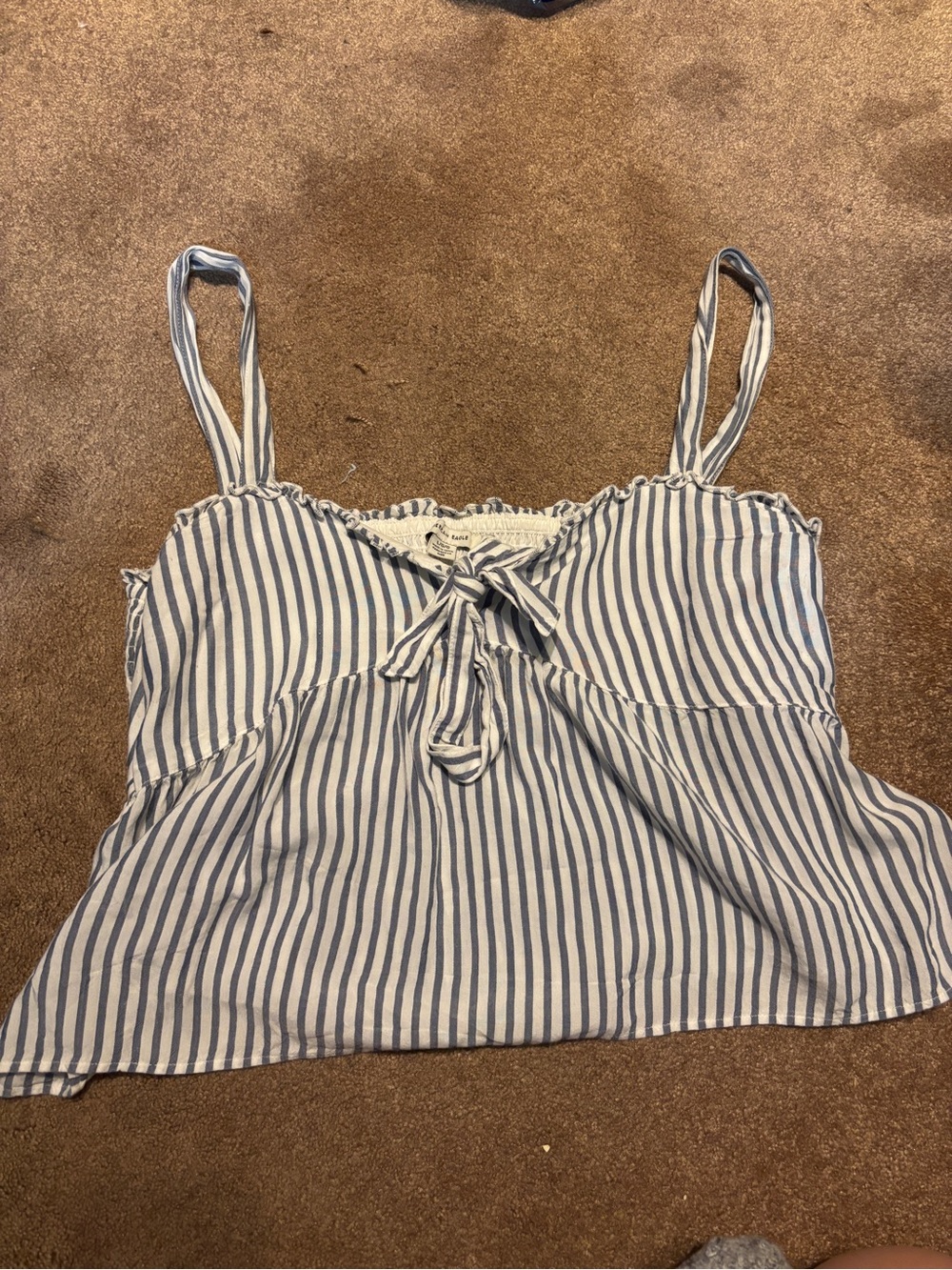 American Eagle Outfitters Blue and White Striped Tie-Front Camisole
